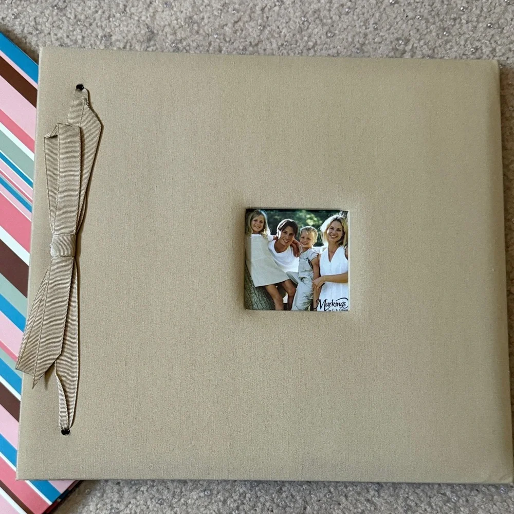 2 Striped and Beige Scrapbook Albums